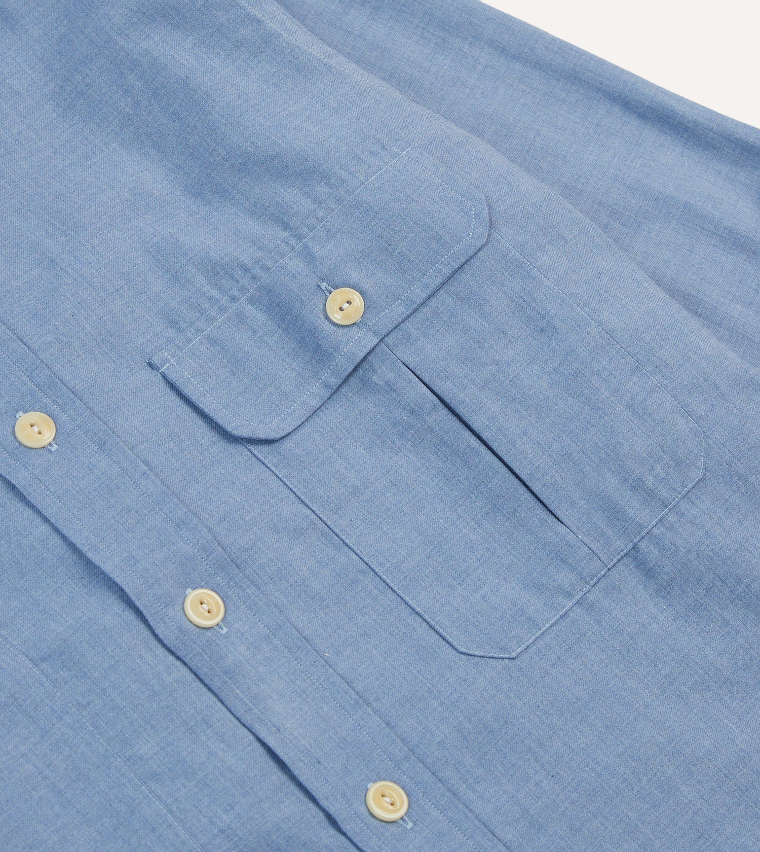 Blue Cotton Flannel Two-Pocket Work Shirt